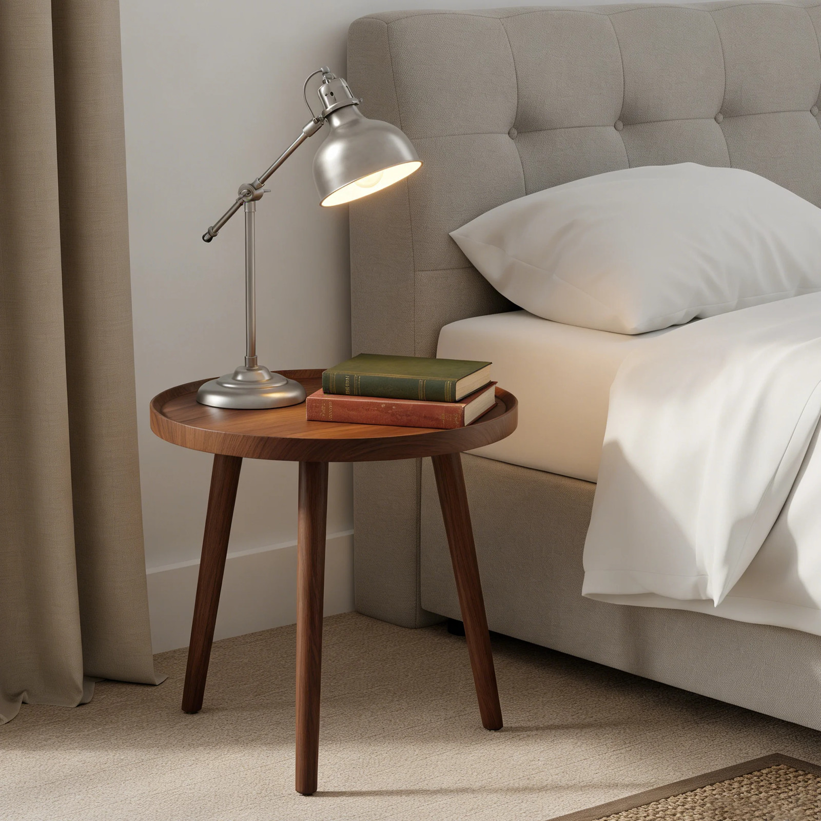 Round Wooden End Table, 15.75