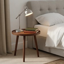 Round Wooden End Table, 15.75" Small Round Side Table