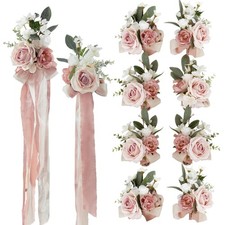 10pcs Dusty Rose Wedding Aisle Pew Flowers Chair Decor Artificial Floral Set