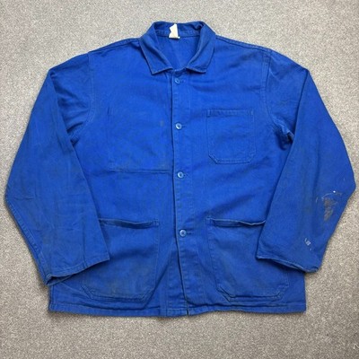 Französische Jacke Erwachsene Mittelblau Vintage Arbeitskleidung Utility Outd...