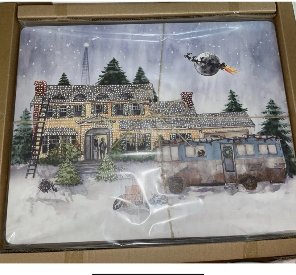 Pottery Barn National Lampoon Christmas Vacation Set Of 4 Placemats New SO NICE! - Image 3 of 4