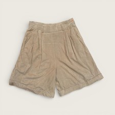 Vintage Italian Suede Leather Shorts High Waist Pleated Made in Italy