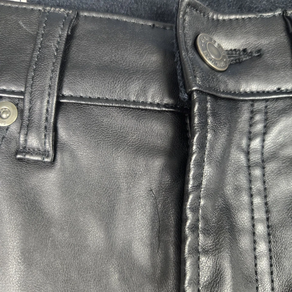 Gap Jeans 女式 26 黑色复古修身高腰牛仔裤人造皮革 — 第 2/4 张图片