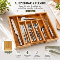 Besteckkasten Schubladeneinsatz Ordnungssystem 31-48X37Cm Bambus KüChe Haushalt