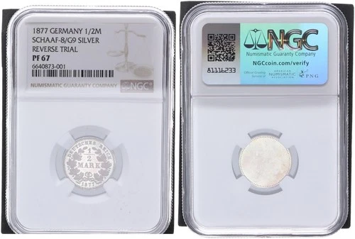 GERMANY 1/2 Mark 1877 Silber Probe der Vorderseite NGC PF 67  130798