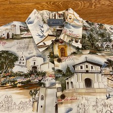 High Seas Trading California Church Missions Hawaiian Shirt Mens M Made in USA