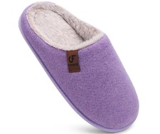 Womens Cozy Memory Foam Scuff Slippers Ladies Fuzzy Warm 8 Wide Pure Purple