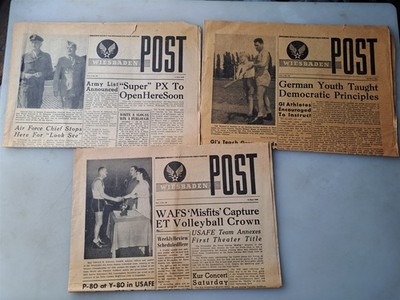 Wiesbadan (USAF Base, Germany) Post Newspapers - Three Issues from 1946