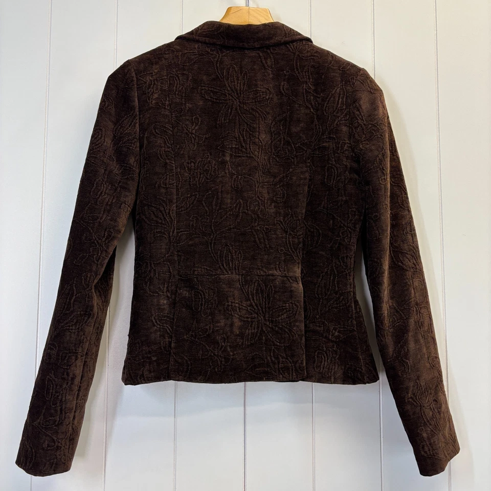 Blazer Hot Kiss Para Mujer Y2K Fairy Grunge Floral Pana Talla M Marrón Recortado EE. UU. Foto 2 de 4