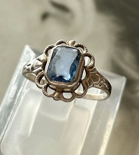 Antik Jugendstil blauer Stein DAMEN RING 835 Silber SUPER Gr.51