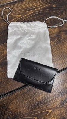 Furla Classic Black Card Holder Case with Dust Bag Elegant Designer Accessory