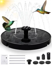 Solar Bird Bath Fountain Pump, Upgrade 1.4W Solar Water Fountain with 7 Nozzl...