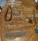 Vintage to Modern 16 Piece Lot of Gold Tone Costume Jewelry Chains Bracelets
