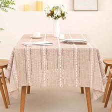 Rectangle Table Cloth Rustic Farmhouse Tablecloth Heavy Duty Cotton Linen Wat...
