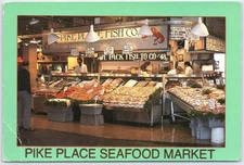 Vintage Pike Place Seafood Market Seattle WA Color Postcard CT-3856