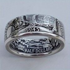 Silver Dollar Coin Ring Handmade Crafted Rare Silver Morgan Men Rings