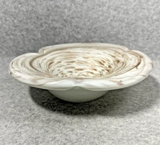 Murano Italian Glass Ashtray 7.5" Gold Speckled Dish Trinket Decor Collectible