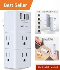 Surge Protector USB Multi Plug Outlet Extender - 6 AC 3 USB Ports, Rotating