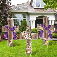 3 Pcs Easter Decorations Outdoor He Is Risen Yard Decor Religious Easter Yard Si
