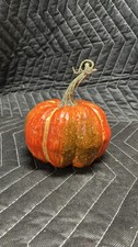 Orange Foam Pumpkin w/ Stem Fall Autumn Halloween Decor 7" H x 6" W