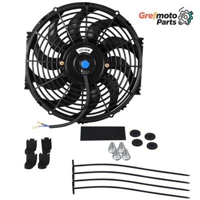 Grefmoto 12'' Slim Fan Push Pull Electric Radiator Cooling Mount Kit Universal