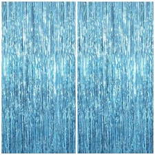 KatchOn, XtraLarge, Blue Foil Fringe Curtain - 8x3.2 Feet, Pack of 2 | Blue 