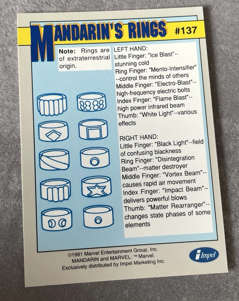 Sammelkarte / Trading Card MARVEL 1991 Weapons #137 - Bild 2 von 2