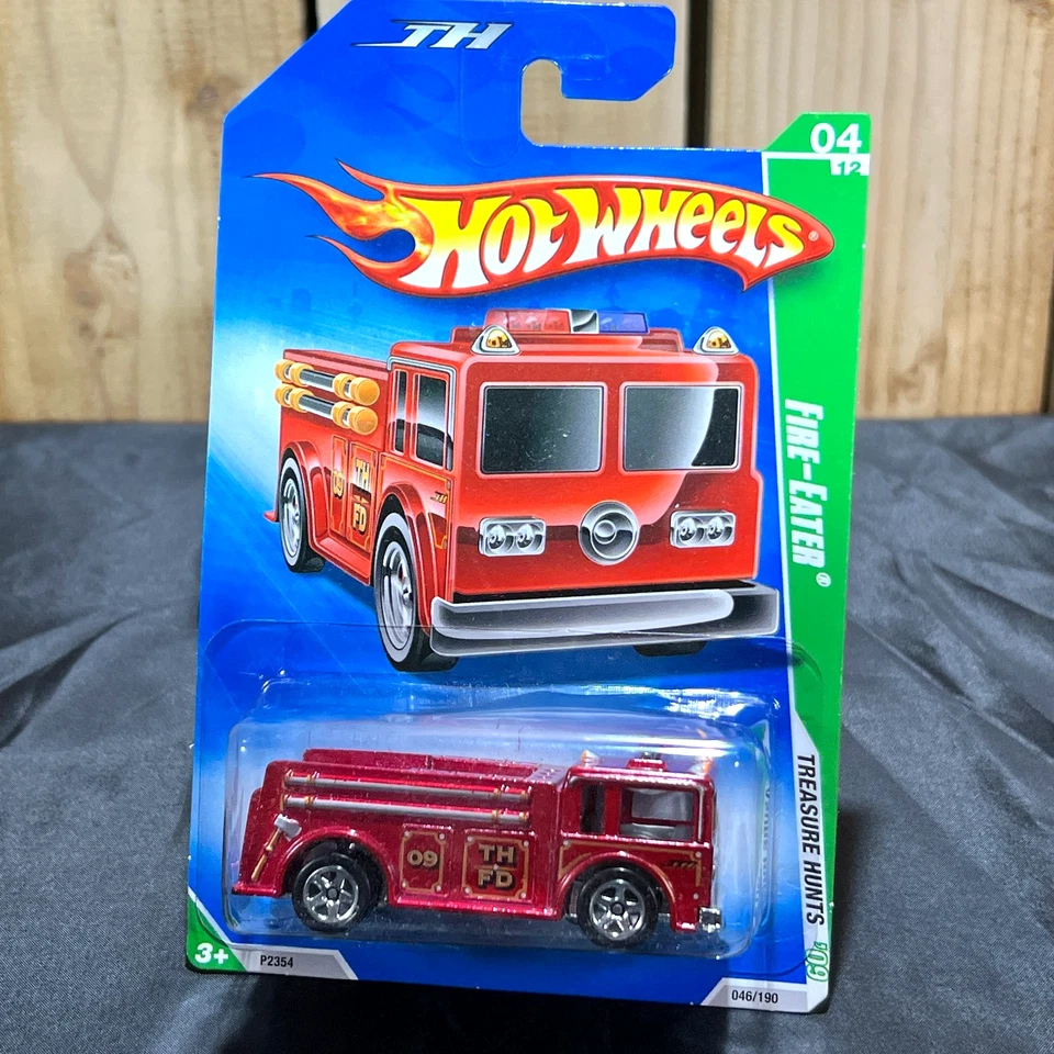 2009 Hot Wheels Treasure Hunts Fire-Eater Fire Truck Metallic Red - 1:64 Diecast - Image 2 of 4