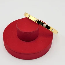 Vtg Bangle Bracelet Hinged Love Hardware Theme 2-tone Fashion Jewelry