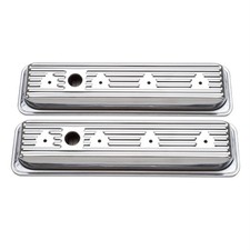Edelbrock 4446 Signature Series Chrome Valve Cover Set Fits Chevy 305 350