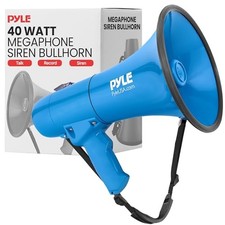 Pyle PMP46WLT 40W Megaphone Lightweight Portable Automatic Siren Bullhorn Blue