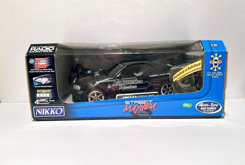 Nikko Nissan Skyline GT-R  R34 Street Mayhem Tuner Drift Car Black RC - Image 2 of 4