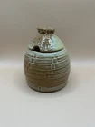 Vintage Frankoma Pottery Desert Gold Beehive Honey Pot & Bee Lid 803 4.5" Tall