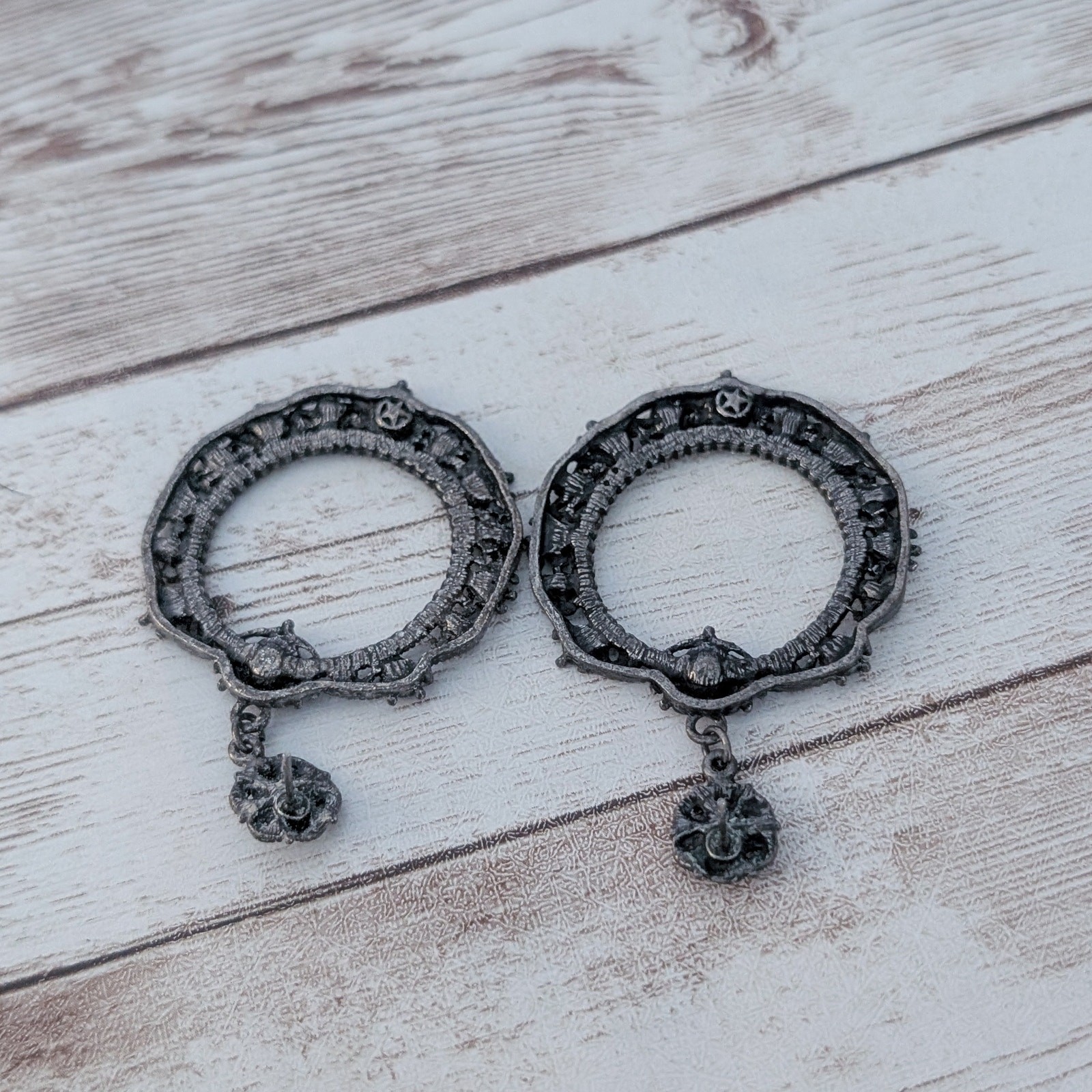 Extra Large Stud Earrings Dangle Earrings Dark Me… - image 6