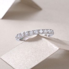 2.5mm Moissanite Eternity Band Wedding Engagement Ring Women 925 Sterling Silver