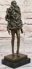 Art Deco Modern Art Designer Bronze Woman Covered with Snake Sculpture Sale