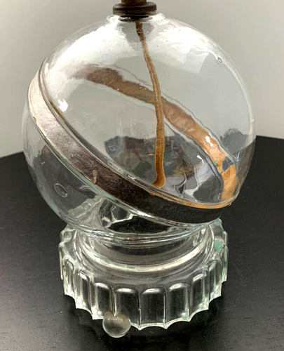 Art Deco Glas Saturn Lampenfuß klar 30er Jahre Vintage zum RESTAURIEREN / KORDELSCHLIFF