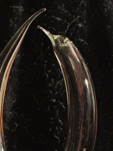 Vtg. Murano Style Absctract Large Clear Crystal Dolphin, Hand Blown Glass - Picture 5 of 7