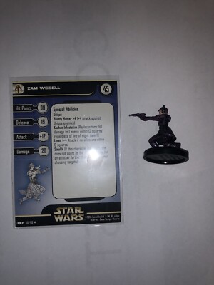 Star Wars Miniatures Zam Wesell 60/60 Rare W/ Card