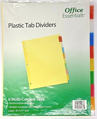  Office Essentials  Plastic Insertable Dividers, 8-Tab, Letter 072782114671