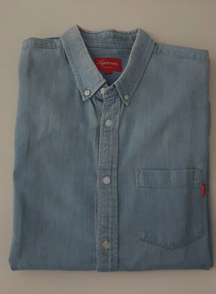 Chemise en jean Supreme L/S manches longues taille L grand bleu 