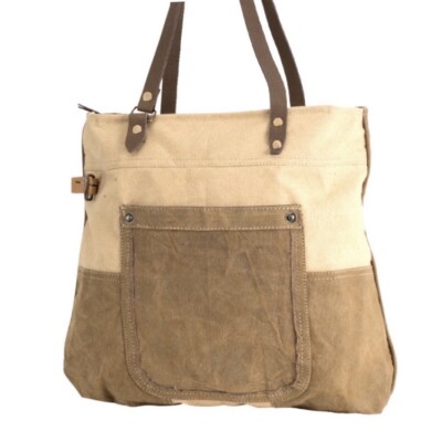 Clea Ray Farmhouse Market Tote Bag Repurposed Military Canvas Tents Bag New 