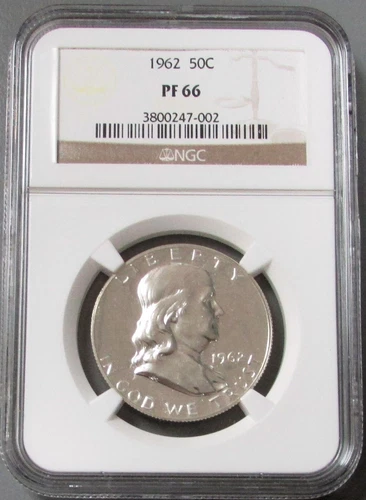 1962 PROOF FRANKLIN 50C HALF DOLLA NGC PF 66