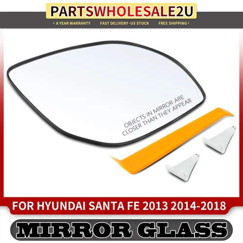 New Passenger Side Mirror Glass with Power Adjust for Hyundai Santa Fe 2013-2018