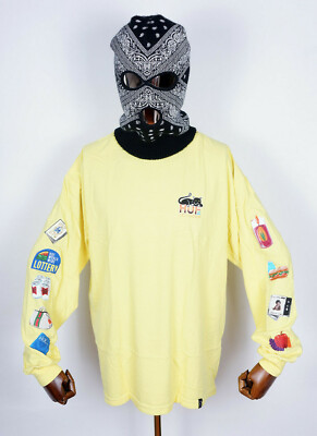 Huf Worldwide Skateboard Longsleeve Tee T-Shirt LS Bodega Aurora Yellow in M