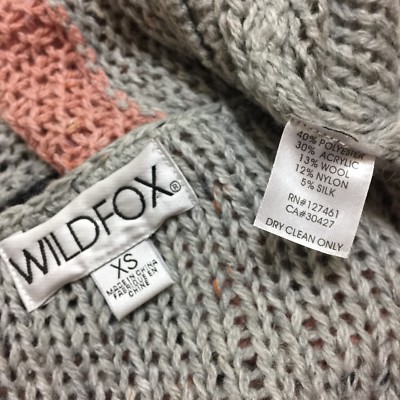 Pull Ouvert Wildfox 'Estate Stripe' - Taille XS, Couleur Rose Et Gris, Tricoté, Occasion (prix Neuf: 128$)