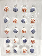 Christmas MINI Coastal Seashells Coral Clam Glass Ornaments 1" Set of 20