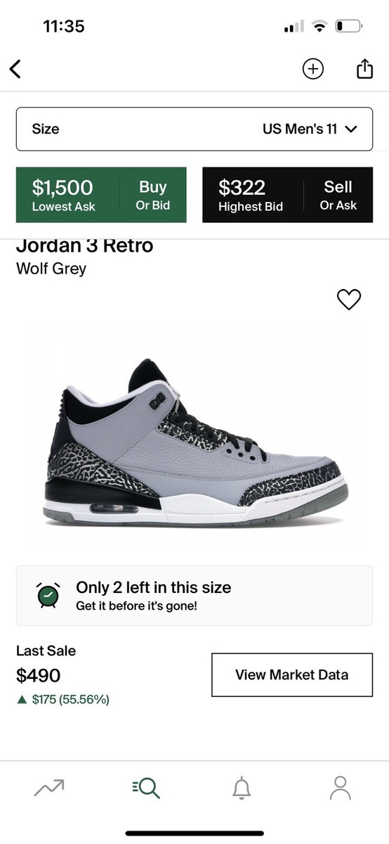 Size 11 - Air Jordan 3 Retro Wolf Grey for sale online | eBay