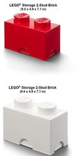 LEGO Lot Two 2 4002 Large Storage Bins Box 1x2 Brick 1 White  1 Red NEAR MINT
