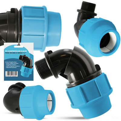 PE-Rohr Bogen PN16 50x 1 1/4 IG Winkel Kupplung Fitting Wasserrohrbogen L-Stück